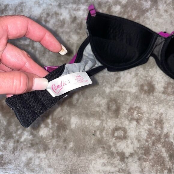 Candies underwire padded push up bra white floral and pink bra SZ 34A - Picture 4 of 4